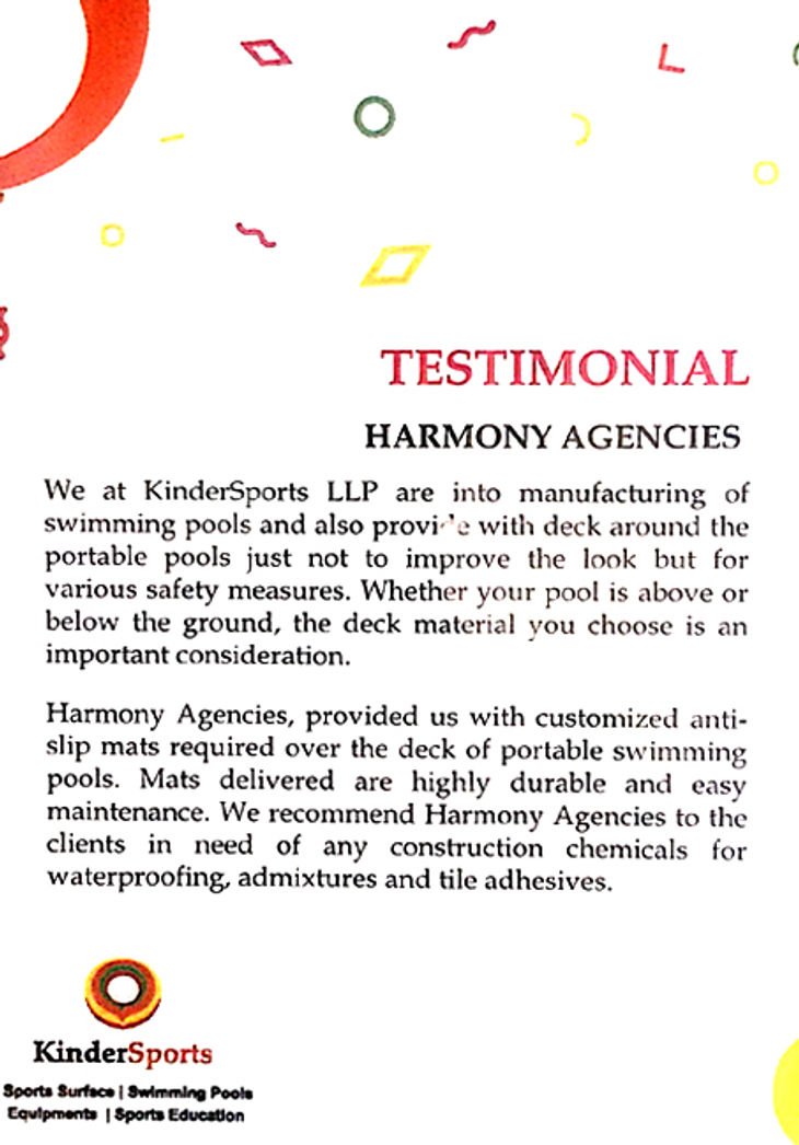 Customer testimonial letter for Harmony Agencies